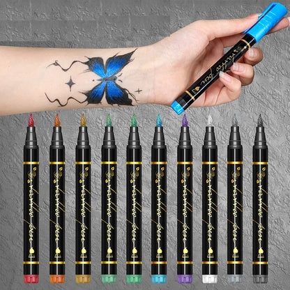 Skin Painting Face Paint for Beginners ，Human Body Graffiti,10Pcs Face Paint Marker Pens DIY Drawing Soft Brush Non-Toxic